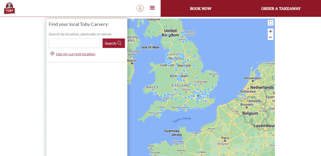 toby carvery location search bar