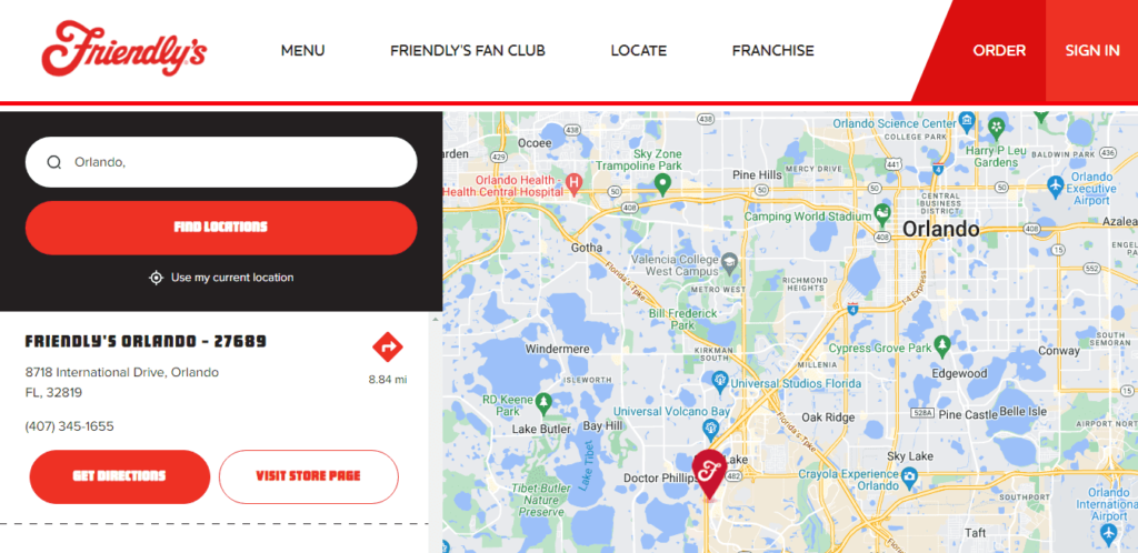 friendly's locations in orlando