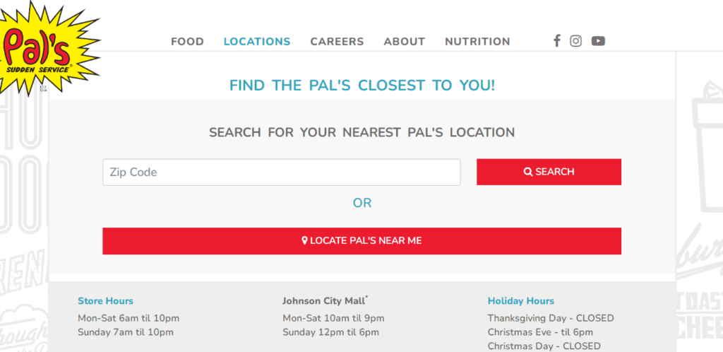 pal's location search bar