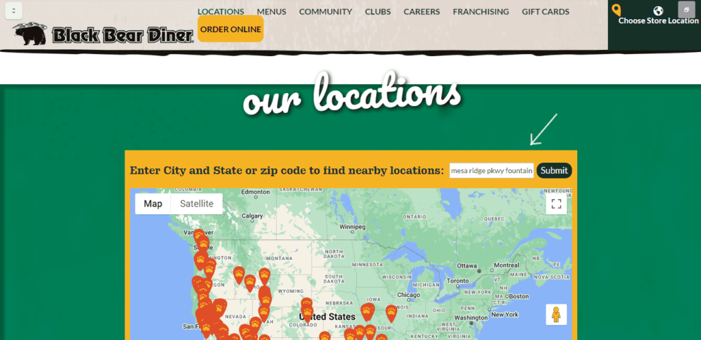 black bear diner locations search bar